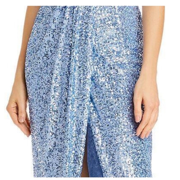 Aqua Women’s Formal Dress Size 8 Blue Allover Sequins Long Wrap Evening Gown NWT - Picture 7 of 13